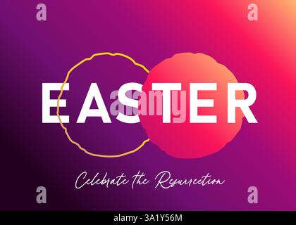 Pasqua, banner tipografico creativo con tomba aperta. Buona Pasqua, poster con testo celebrano la resurrezione e la caverna vuota Illustrazione Vettoriale