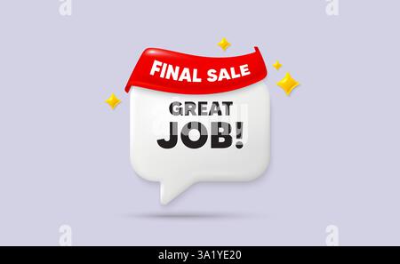 Simbolo di un ottimo lavoro. Firma dell'agenzia di reclutamento. Bolla vocale del nastro. Vettore Illustrazione Vettoriale