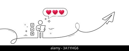 Icona della riga della scheda di voto. Firma della lista di controllo per il voto. Linea continua con il piano. Vettore Illustrazione Vettoriale