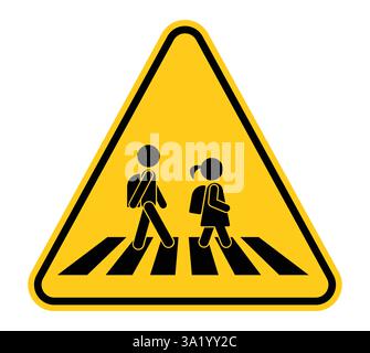 Icona clipart segnaletica stradale per attraversamento pedonale. Segnaletica segnaletica stradale per segnaletica stradale di sicurezza Illustrazione Vettoriale