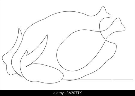 Carne di tacchino di pollo intero disegno continuo su una linea del vettore Illustrazione Vettoriale