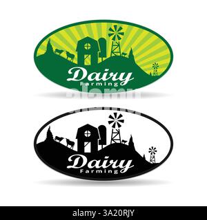 design vettoriale del logo dell'azienda lattiero-casearia Illustrazione Vettoriale