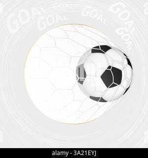 Festeggia la porta di calcio, palla nella griglia con il testo della porta. Sport illustrazione di successo. Icona vettoriale. Illustrazione Vettoriale