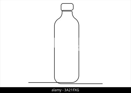 Flacone di plastica continuo disegno su una linea del disegno disegno, illustrazione vettoriale Illustrazione Vettoriale