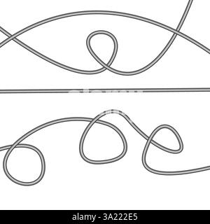 Vettore del pattern d'onda. Progettazione 3D in scala di grigi. Illustrazione delle onde scientifiche. Art. Linea astratta. Illustrazione Vettoriale