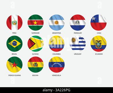 Paesi dell'America Latina Bandiere vettore Illustrazione Vettoriale