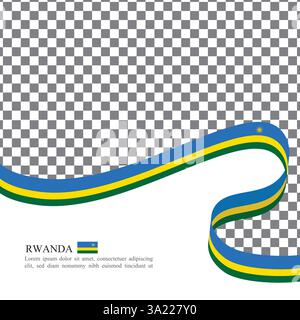 Vettore di stock di nastri di bandiera nazionale del Ruanda Illustrazione Vettoriale