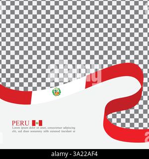 Vettore di stock di nastro di bandiera nazionale del Perù Illustrazione Vettoriale