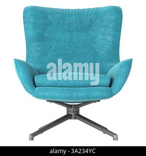 Moderna poltrona color tè con base girevole su sfondo trasparente 3d. Foto Stock