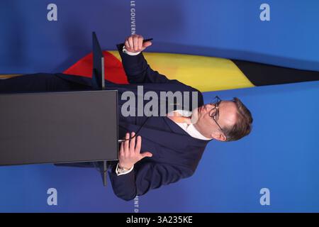 Senningen, Lussemburgo. 11 marzo 2025. Il primo ministro Bart De Wever, nella foto, durante un vertice dei paesi del Benelux, Lussemburgo, Paesi Bassi e Belgio, a Senningen, Lussemburgo. I tre capi di governo discuteranno le principali questioni della politica europea e internazionale. BELGA PHOTO VIRGINIE LEFOUR credito: Belga News Agency/Alamy Live News Foto Stock