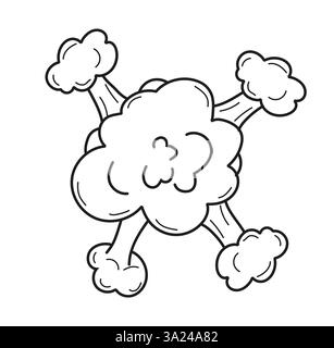 effetti del braccio ed elementi di esplosione. Elementi di schizzo in stile fumetto Zap, bam e Smoke per progetti dinamici. Perfetto per illustrazioni, fumetti, cartoni animati Illustrazione Vettoriale