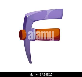 Carattere piccone da cowboy Texas lettera F. elemento alfabeto inglese vintage Texas, simbolo ABC per bambini del vettore storico americano. Carrello cowboy del selvaggio West Illustrazione Vettoriale