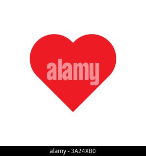 Simbolo dell'amore del cuore. Icona di affetto rossa. Schema a più cuori. Sfondo bianco. Illustrazione Vettoriale