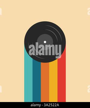 Illustrazione disco sfondo vinile retro Illustrazione Vettoriale