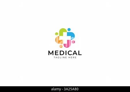 Medical Health and Healthcare Logo Simply Modern Concept Business Company Illustrazione Vettoriale