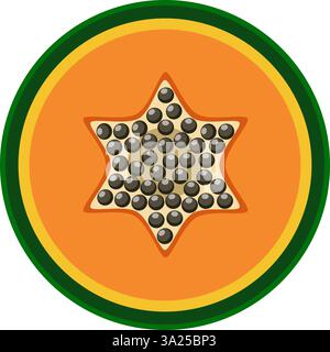 Strato di papaya in illustrazione vettoriale con tecnica piatta Illustrazione Vettoriale