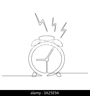 Disegno grafico continuo su una linea della sveglia che suona illustrazione vettoriale Illustrazione Vettoriale