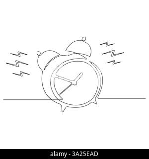 Disegno grafico continuo su una linea della sveglia che suona illustrazione vettoriale Illustrazione Vettoriale