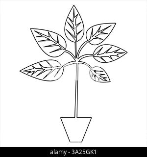 Disegno grafico continuo su una linea illustrazione del processo di crescita delle piante delinea minimalista dei vettori Illustrazione Vettoriale