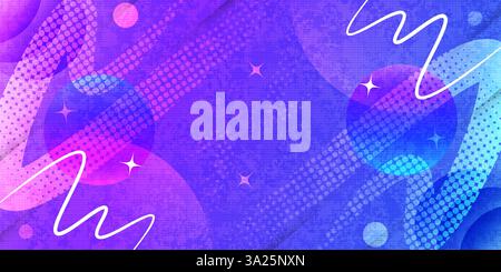 Sfondo sfumato astratto vibrante e colorato con forme geometriche ed effetto mezzitoni Illustrazione Vettoriale