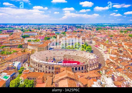 Veduta aerea dell'Arena di Verona, Italia Foto Stock