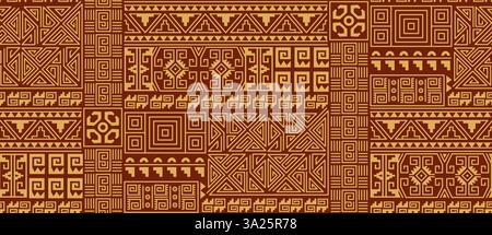 Schema maya senza cuciture. Stampa in tessuto con motivo etnico tribale astratto in stile azteco, tappeti decorativi della tribù indiana, illustrazioni vettoriali originali Illustrazione Vettoriale