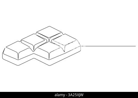 Disegno continuo di una linea di barretta di cioccolato, caramelle dolci disegnate a mano, illustrazione vettoriale Illustrazione Vettoriale