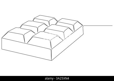 Disegno continuo di una linea di barretta di cioccolato, caramelle dolci disegnate a mano, illustrazione vettoriale Illustrazione Vettoriale