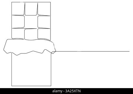 Disegno continuo di una linea di barretta di cioccolato, caramelle dolci disegnate a mano, illustrazione vettoriale Illustrazione Vettoriale