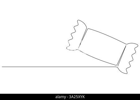 Disegno continuo di una linea di barretta di cioccolato, caramelle dolci disegnate a mano, illustrazione vettoriale Illustrazione Vettoriale