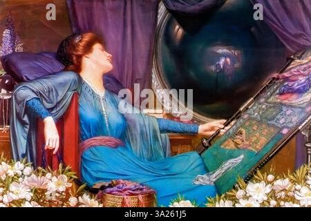 “Sono mezzo stufo di ombre” disse la Signora di Shalott, dipinto ad olio su tela di Sidney Harold Meteyard, 1913 Foto Stock
