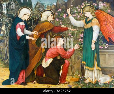 John Roddam Spencer Stanhope, perché cercate i vivi tra i morti?, San Luca 24 v5, pittura ad olio, gesso, foglia d'oro e cera su tela, 1870-1890 Foto Stock