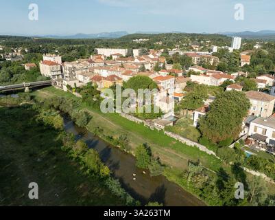 Montélimar (Francia sud-orientale): Veduta del fiume Roubion e della città Foto Stock