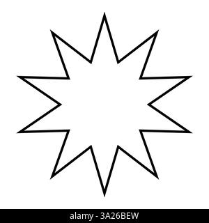 simbolo a forma di stella, silhouette vettoriale in bianco e nero, illustrazione di una semplice stella a dieci punte Illustrazione Vettoriale