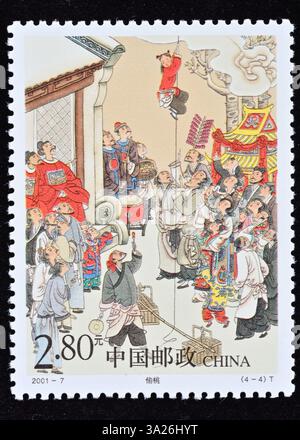 CINA - 2001 CIRCA: Un francobollo stampato in Cina mostra Strange Stories from a Chinese Studio---una delle famose opere letterarie classiche cinesi (primo gruppo) Foto Stock