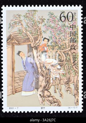 CINA - 2001 CIRCA: Un francobollo stampato in Cina mostra Strange Stories from a Chinese Studio---una delle famose opere letterarie classiche cinesi (primo gruppo) Foto Stock