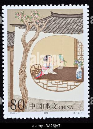 CINA - 2001 CIRCA: Un francobollo stampato in Cina mostra Strange Stories from a Chinese Studio---una delle famose opere letterarie classiche cinesi (primo gruppo) Foto Stock