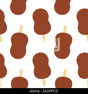 Gelato al cioccolato di forma astratta su legno Sick senza cuciture struttura sfondo giorno gelato. Illustrazione vettoriale isolata sfondo avvolgimento scheda tematica, sfondo del branding o tag promozionale Web Illustrazione Vettoriale