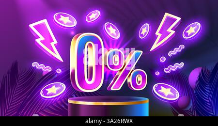 Zero commissioni, offerta limitata, zero percento. Promozione cartello. Vettore Illustrazione Vettoriale