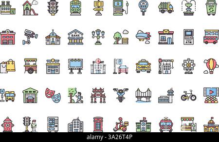 Raccolta di icone vettoriali di alta qualità con traccia modificabile. Ideale per progetti professionali e creativi. Illustrazione Vettoriale