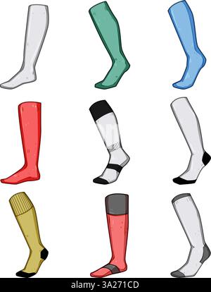 calze calcio set cartoni animati illustrazione vettoriale Illustrazione Vettoriale