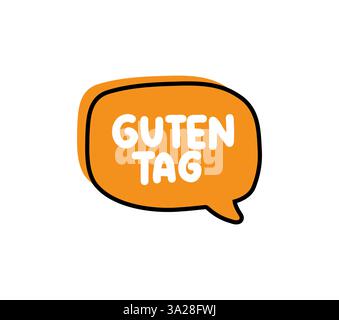 Guten Tag. Illustrazione del logo, dell'icona, del disegno vettoriale su sfondo bianco Illustrazione Vettoriale