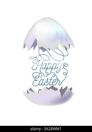 Uovo rotto. Buona Pasqua. disegnato a mano. Non ai, illustrazione vettoriale Illustrazione Vettoriale