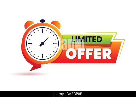 Etichetta offerta limitata con icona Smart Watch Illustrazione Vettoriale