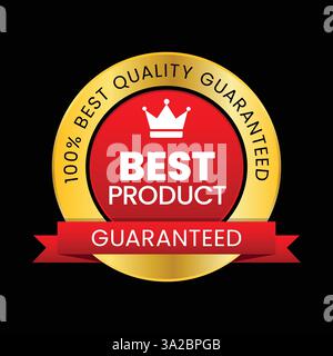 Set di adesivi BEST seller isolato di qualità superiore nei colori oro e rosso, perfetto per il prodotto più venduto di Mark Illustrazione Vettoriale