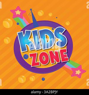 Progettazione vettoriale zona bambini con più colori ed elementi. Illustrazione Vettoriale