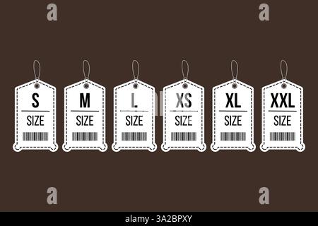 Guida completa a XS, S, M, L, XL, e XXL Illustrazione Vettoriale