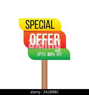 offerta speciale vettoriale per banner di vendita creativi Illustrazione Vettoriale