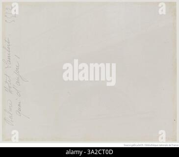 La fotografia di Eugène Atget mostra un balcone a Hôtel Lambert, Quai d'Anjou 1, che cattura il design architettonico e l'ambiente stradale parigino. Foto Stock