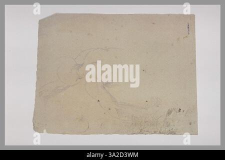 Questo disegno presenta la vista posteriore della testa di un uomo, enfatizzando i contorni e la forma del cranio. Chassériau cattura i dettagli anatomici della testa. Foto Stock